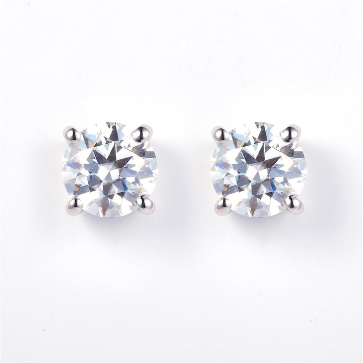 1.88 Ct. Moissanite 14 Kt Gold (White). Solitaire Studs Earrings. (Unisex).
