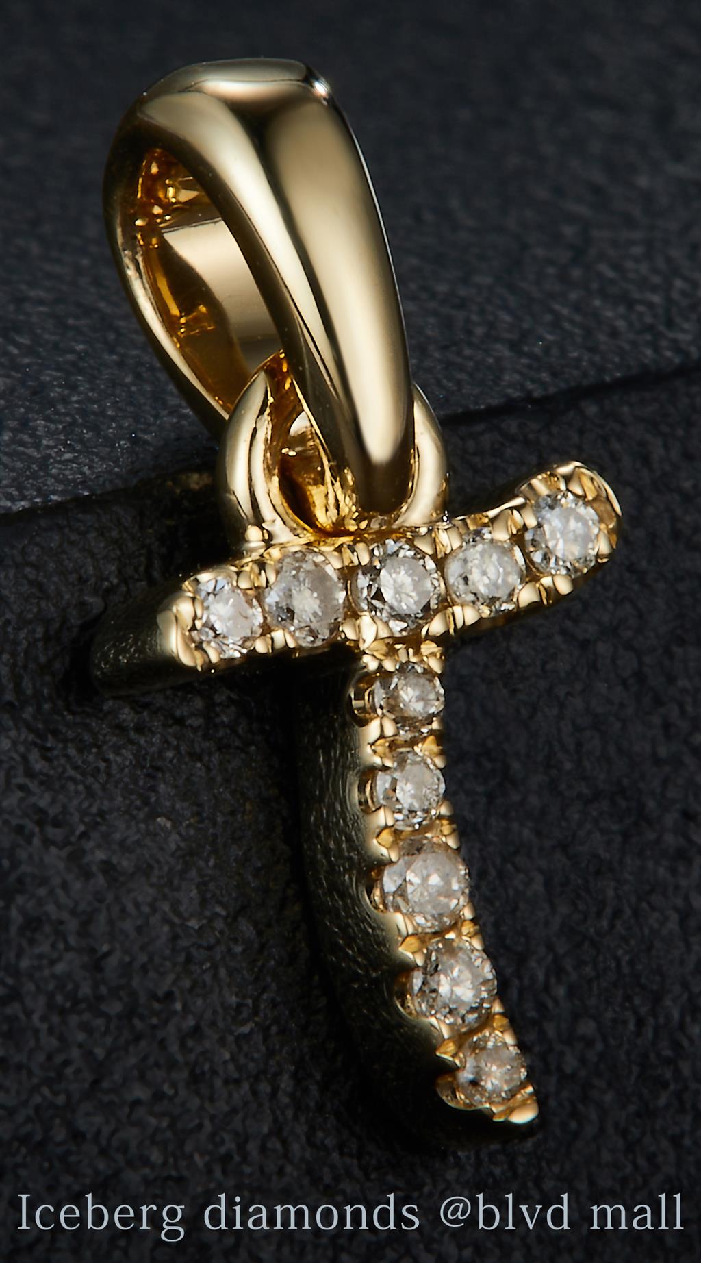 0.045 Ct. Diamond 10 Kt Gold (Yellow). Initial Letter/Alphabet "T" Pendant. (Women).