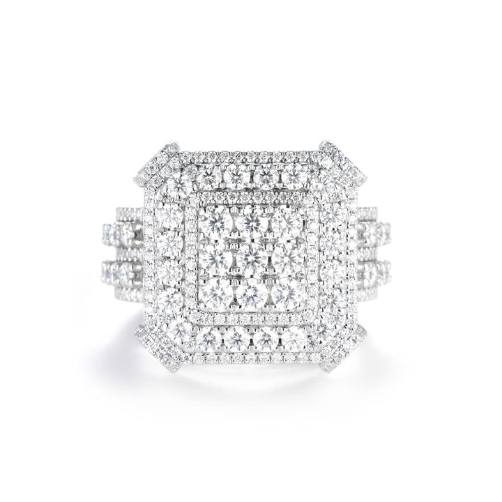 5.12 Ct. Moissanite Sterling Silver (White). Ring. (Men). Size 10
