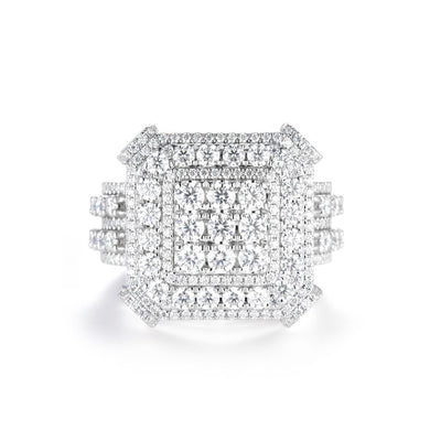 5.12 Ct. Moissanite Sterling Silver (White). Ring. (Men). Size 10