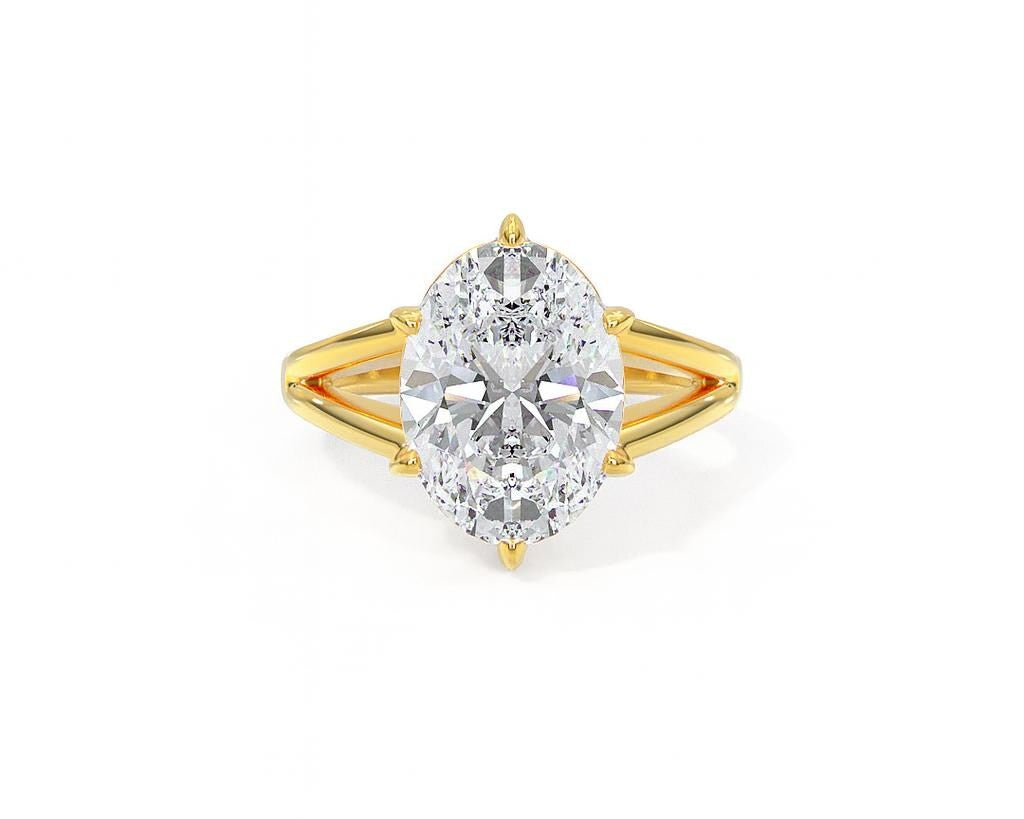 3 Ct. Diamond 14 Kt Gold (Yellow). Oval Solitaire Ring. (Women). Size 7