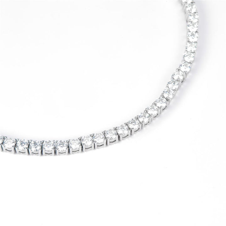26.6 Ct. Moissanite. Sterling Silver (White). Tennis Bracelet. (Unisex). 7.5 in Long. 6.5 mm Wide