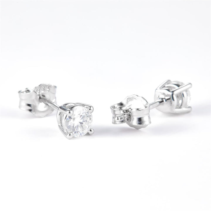 0.6 Ct. Moissanite Sterling Silver (White). Solitaire Stud Earrings. (Women).