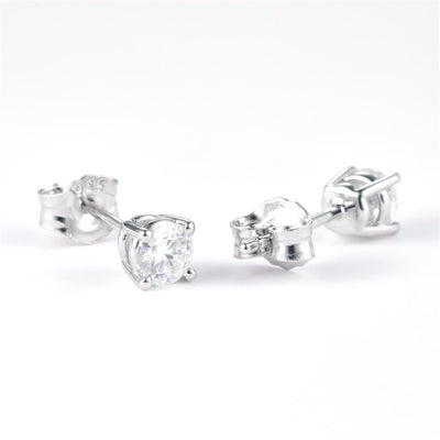0.6 Ct. Moissanite Sterling Silver (White). Solitaire Stud Earrings. (Women).