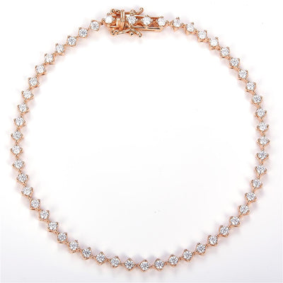 1.74 Ct. Moissanite 14 Kt Gold (Rosé). Tennis Diamond Shape-Style Bracelet. (Women). 7 in Long. 3 mm Wide