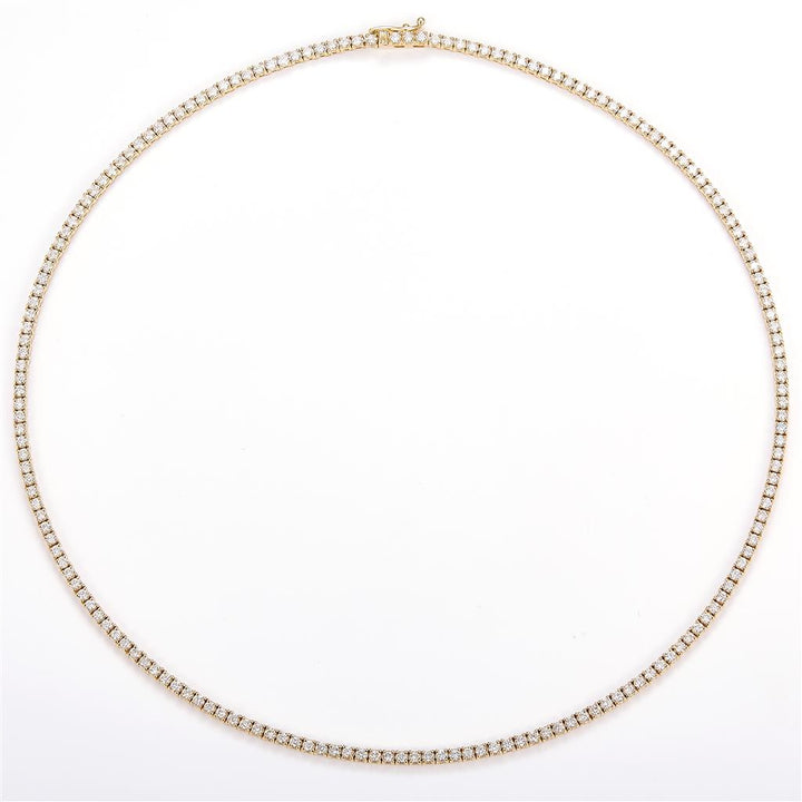 4.658 Ct. Diamond 14 Kt Gold (Yellow). Tennis Chain. (Unisex). 16 in Long. 2.3 mm Wide