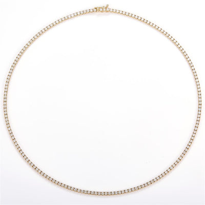 7.72 Ct. Diamond 14 Kt Gold (Yellow). Tennis Chain. (Unisex). 18 in Long. 2.5 mm Wide
