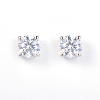 1.14 Ct. Moissanite 14 Kt Gold (White). Studs Earrings. (Unisex).