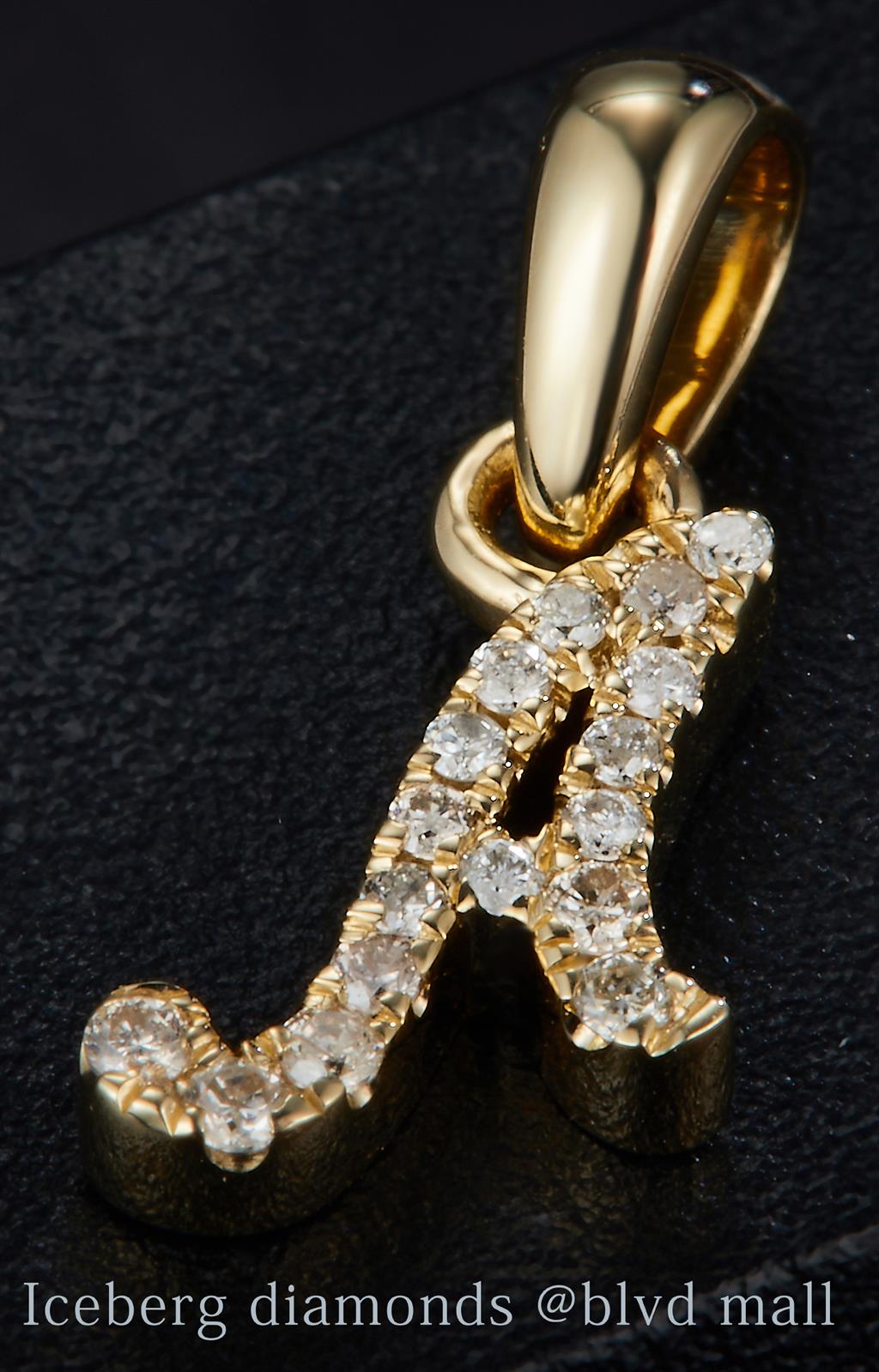 0.069 Ct. Diamond 10 Kt Gold (Yellow). Initial Letter/Alphabet "A" Pendant. (Women).