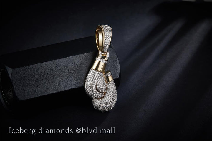 0.866 Ct. Diamond 10 Kt Gold (Yellow). Boxing Gloves Pendant. (Men).