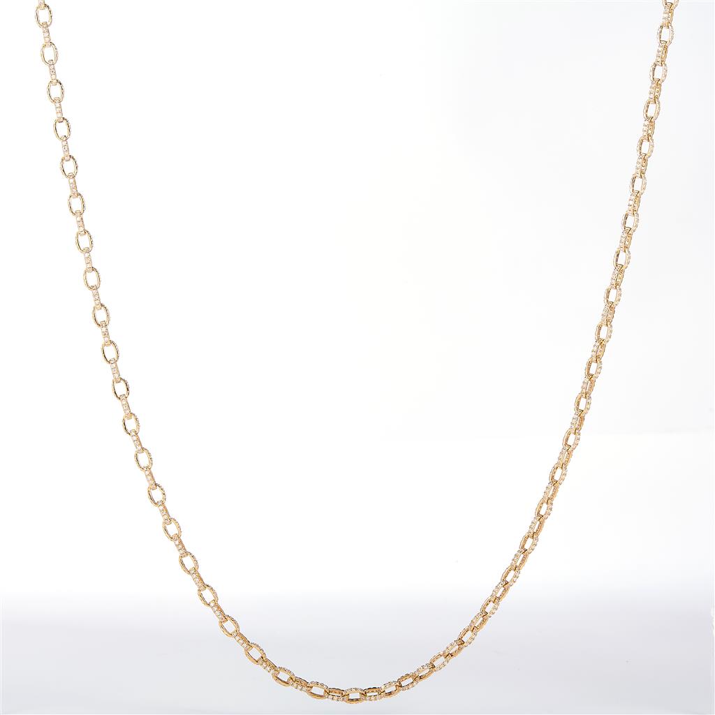 3.71 Ct. Diamond 14 Kt Gold (Yellow). Anchor Necklace Chain. (Unisex). 20 in Long. 3.3 mm Wide