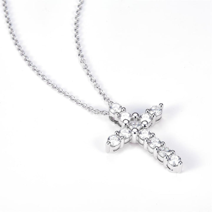 0.91 Ct. Moissanite Sterling Silver (White). Cross Pendant. (Women).