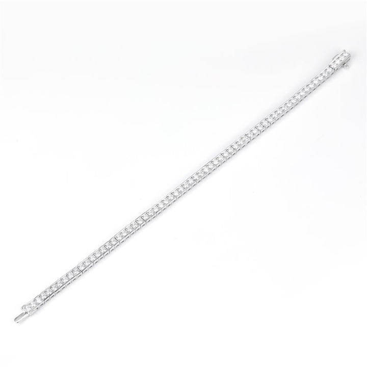 3.82 Ct. Moissanite. Sterling Silver (White). Tennis Bracelet. (Women). 7.5 in Long. 3 mm Wide