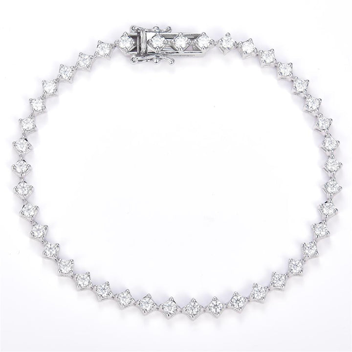 2 Ct. Moissanite 14 Kt Gold (White). Tennis Diamond-Shape Style Bracelet. (Women). 7 in Long. 3 mm Wide