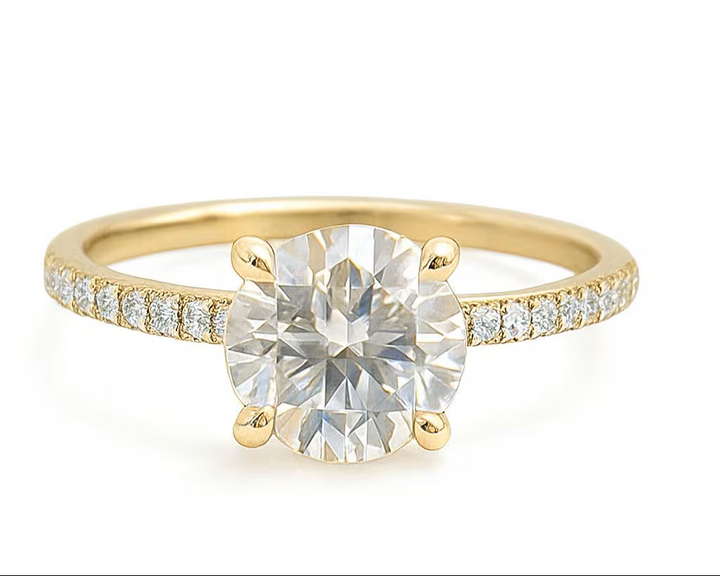 1.62 Ct. Diamond 14 Kt Gold (Yellow). Round Solitaire Ring. (Women). Size 7