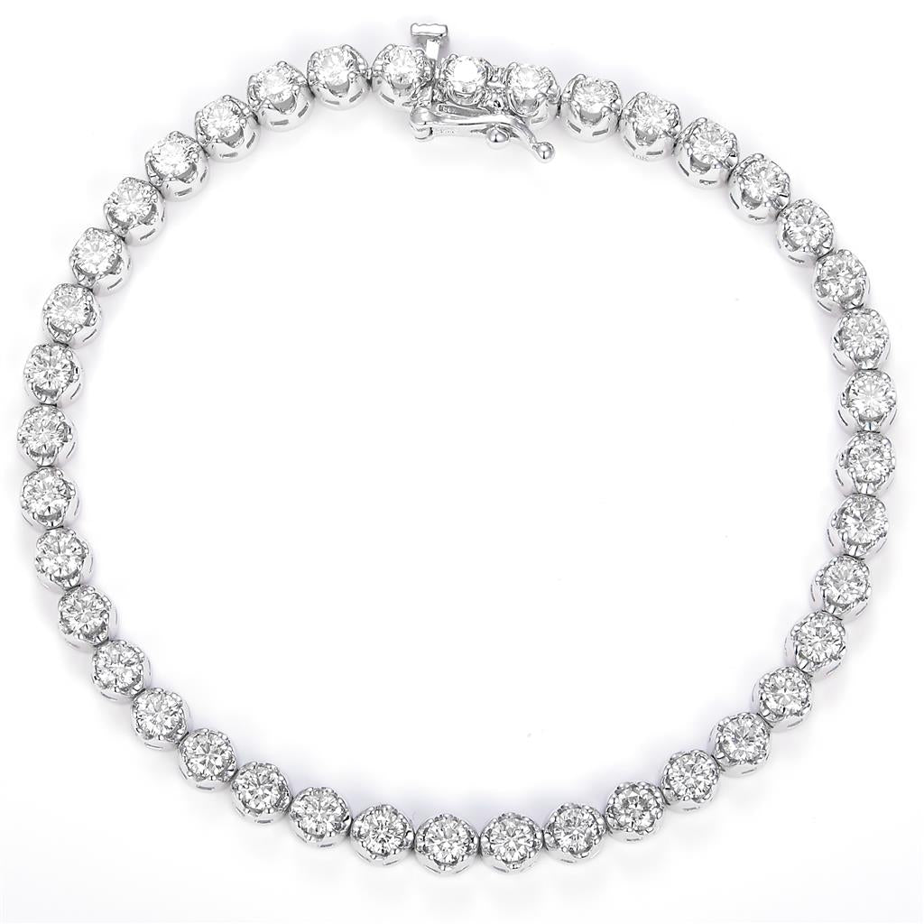 4.02 Ct. Diamond 14 Kt Gold (White). Tennis Bracelet. (Unisex). 7 in Long. 4.3 mm Wide