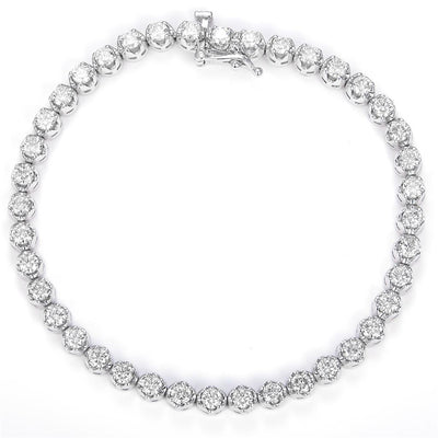 4.02 Ct. Diamond 14 Kt Gold (White). Tennis Bracelet. (Unisex). 7 in Long. 4.3 mm Wide