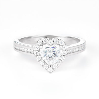 1.15 Ct. Moissanite Sterling Silver (White). Solitaire with Heart Shape Center Stone Ring. (Women). Size 7.5