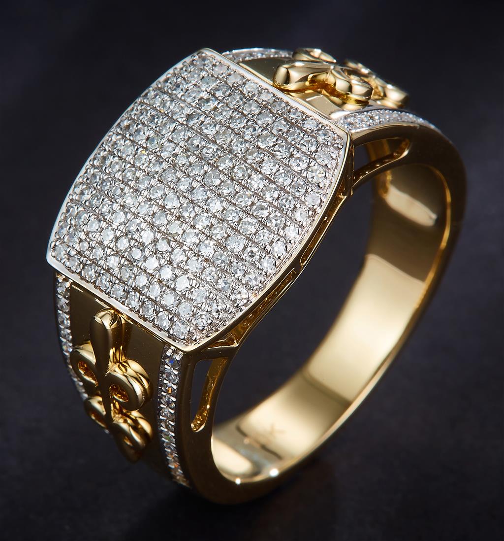 0.639 Ct. Diamond 10 Kt Gold (Yellow). Ring. (Men). Size 10