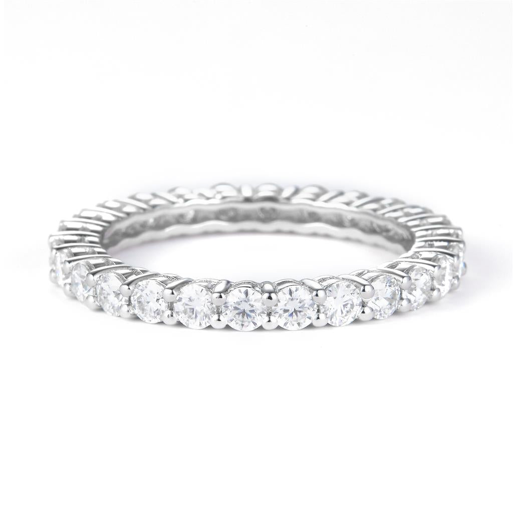 1.52 Ct. Moissanite Sterling Silver (White). Eternity Band Ring. (Women). Size 7.5