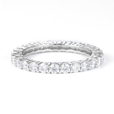 1.52 Ct. Moissanite Sterling Silver (White). Eternity Band Ring. (Women). Size 7.5