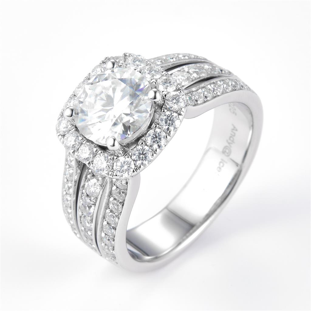 3.4 Ct. Moissanite Sterling Silver (White). Multi-Row Ring. (Women). Size 7.5