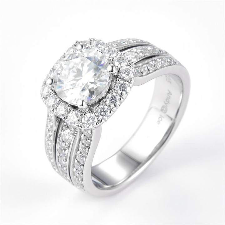 3.4 Ct. Moissanite Sterling Silver (White). Multi-Row Ring. (Women). Size 7.5