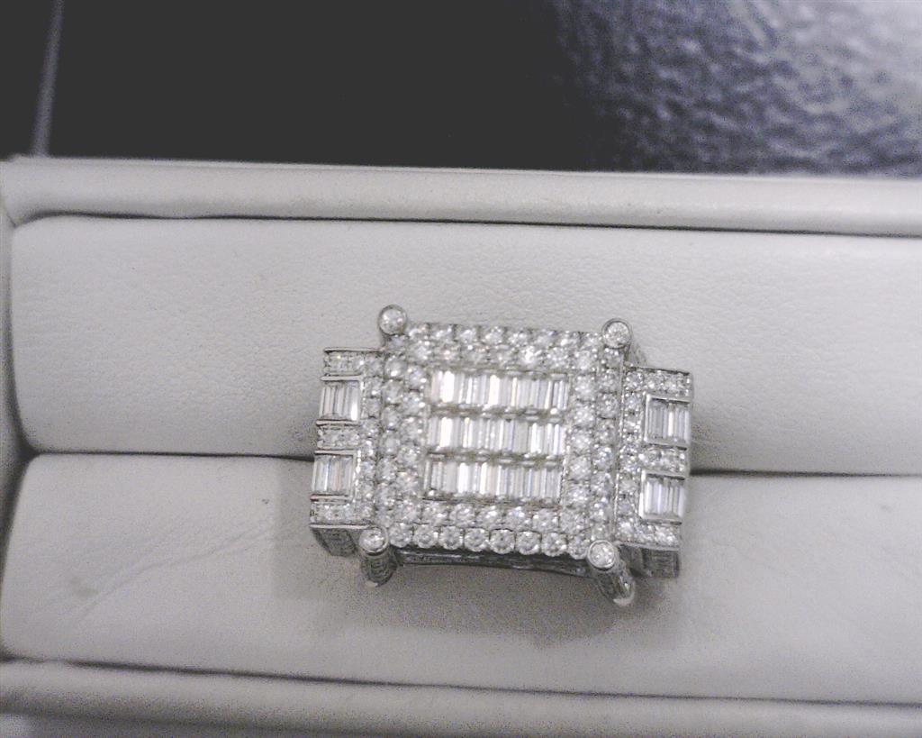 5.12 Ct. Moissanite Sterling Silver (White). Ring. (Men). Size 10