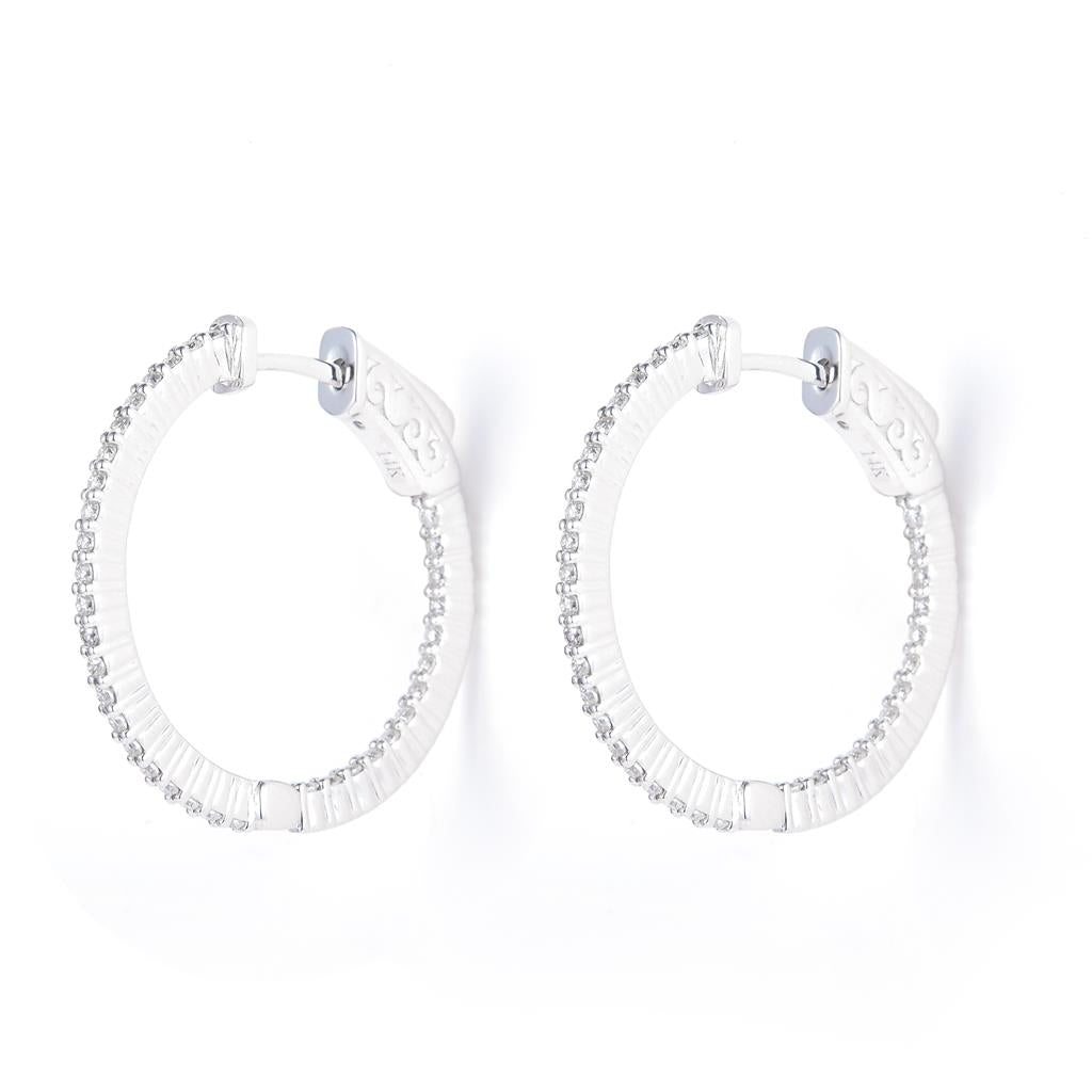 0.45 Ct. Moissanite 14 Kt Gold (White). Hinged Hoop Earrings. (Women).