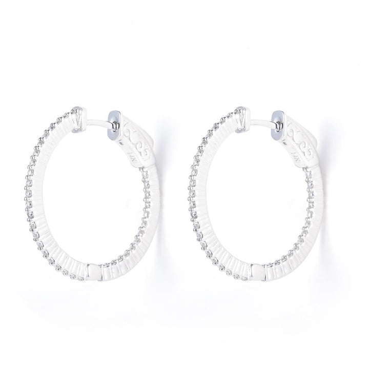 0.45 Ct. Moissanite 14 Kt Gold (White). Hinged Hoop Earrings. (Women).