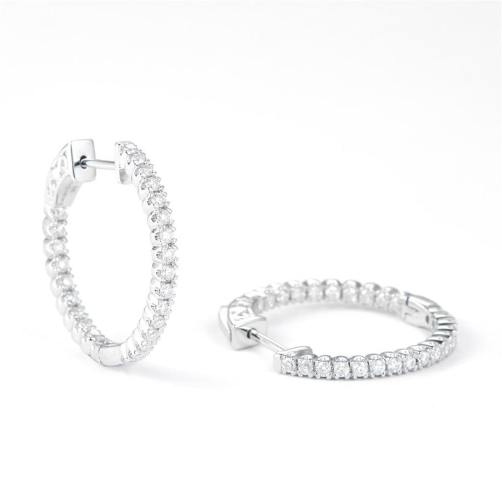 0.52 Ct. Moissanite Sterling Silver (White). Hinged Hoop with Snap Fastening Earrings. (Women).
