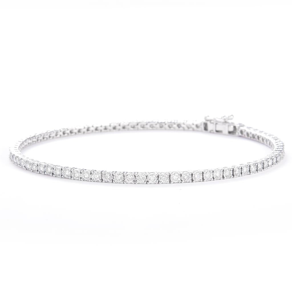 2.8 Ct. Diamond 14 Kt Gold (White). Tennis Bracelet. (Unisex). 8 in Long. 2.9 mm Wide
