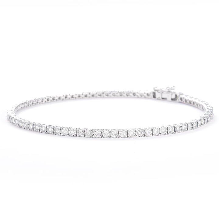 2.8 Ct. Diamond 14 Kt Gold (White). Tennis Bracelet. (Unisex). 8 in Long. 2.9 mm Wide