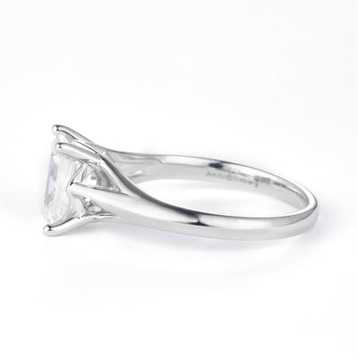 1.602 Ct. Moissanite Sterling Silver (White). Solitaire with Emerald Cut Center Stone Ring. (Women). Size 7.5