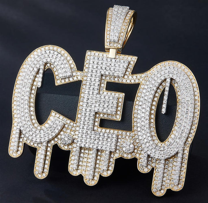6.28 Carats. Diamond 10 Kt Gold (Yellow). CUSTOM CEO DRIP Pendant. (Unisex).