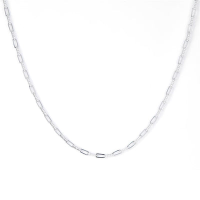 2.4 Ct. Moissanite Sterling Silver (White). Paper Clip-Link Chain Chain. (Unisex). 18.5 in Long. 3.5 mm Wide