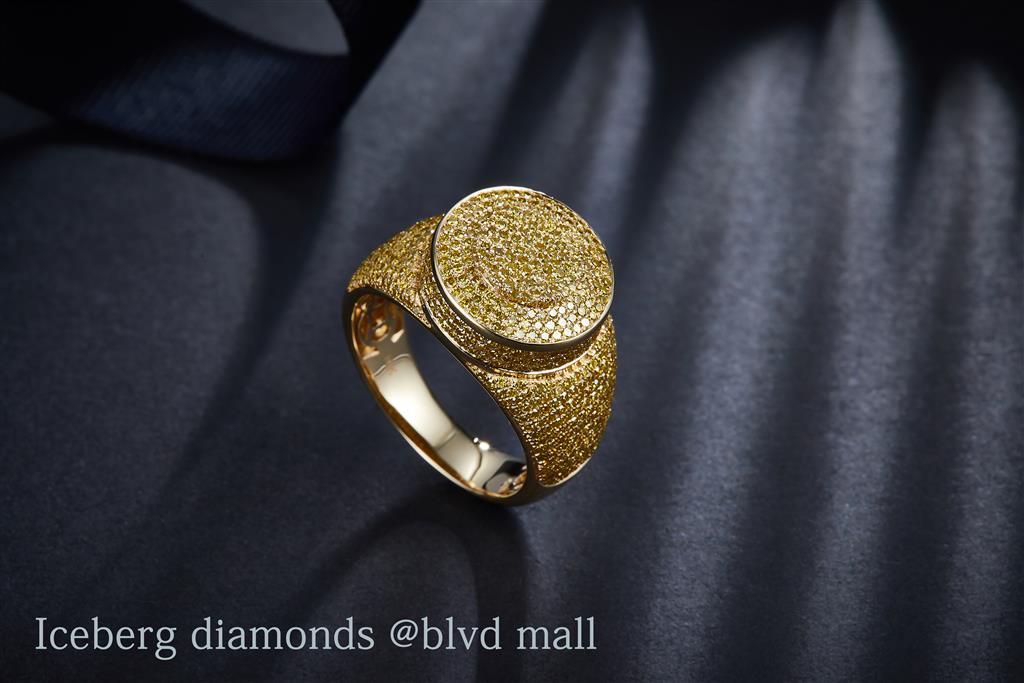 2.378 Ct. Diamond 10 Kt Gold (Yellow). with Yellow Diamonds Ring. (Men). Size 10