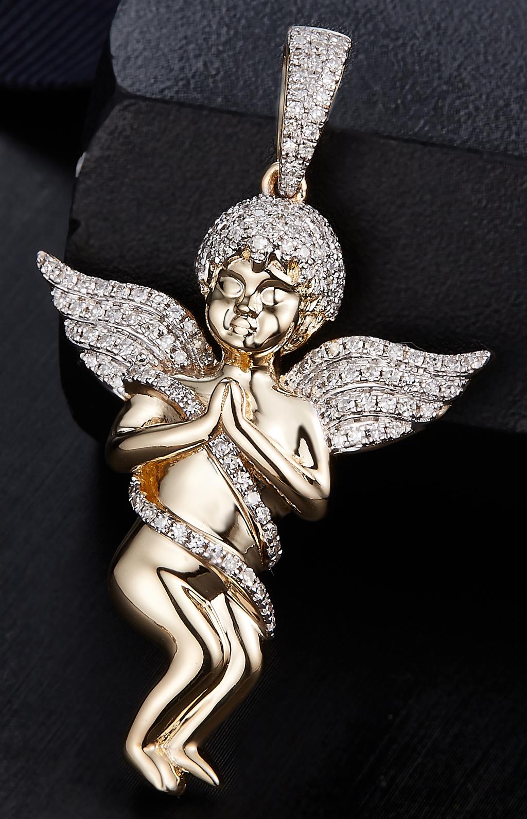 0.54 Ct. Diamond 10 Kt Gold (Yellow). Angel Pendant. (Unisex).