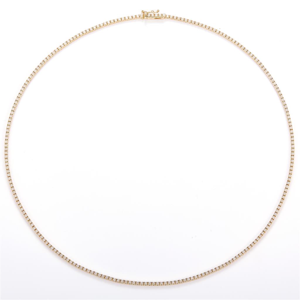 5.17 Ct. Diamond 14 Kt Gold (Yellow). Tennis Chain. (Unisex). 17 in Long. 1.6 mm Wide