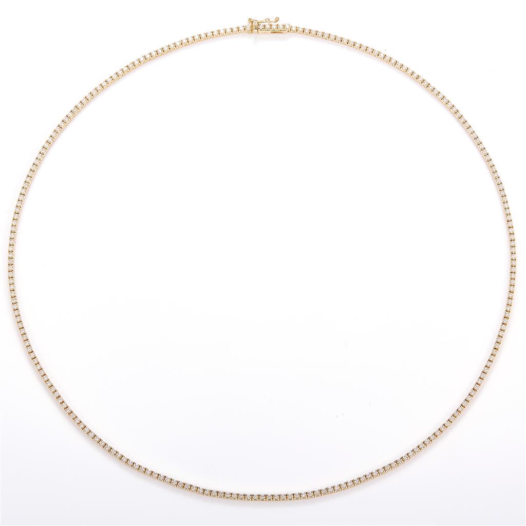 5.17 Carats. Diamond 14 Kt Gold (Yellow). Tennis Chain. (Unisex). 17 i