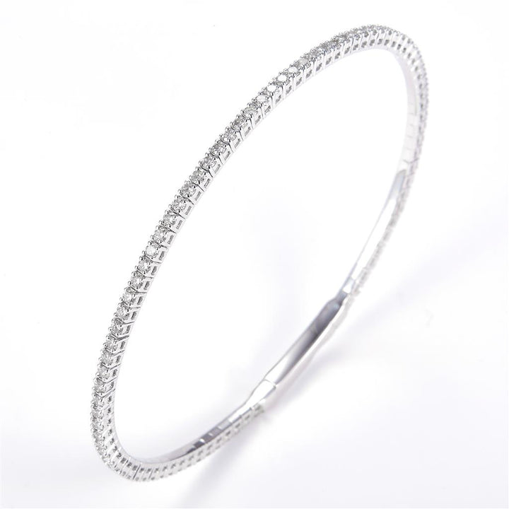 1.54 Ct. Diamond 14 Kt Gold (White). Bangle New Flexible Style Bracelet. (Women). 7 in Long. 1.55 mm Wide
