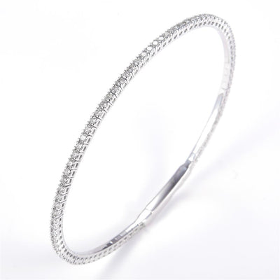 1.54 Ct. Diamond 14 Kt Gold (White). Bangle New Flexible Style Bracelet. (Women). 7 in Long. 1.55 mm Wide