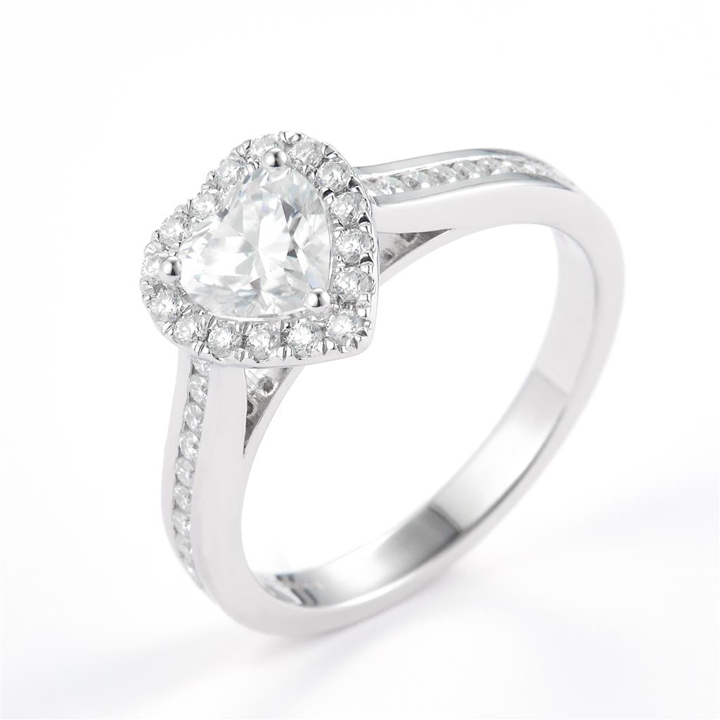 1.15 Ct. Moissanite Sterling Silver (White). Solitaire with Heart Shape Center Stone Ring. (Women). Size 7.5