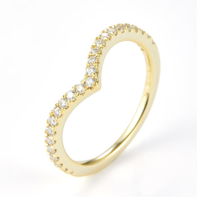 0.3 Ct. Moissanite Sterling Silver (Yellow). Band Ring. (Women). Size 8