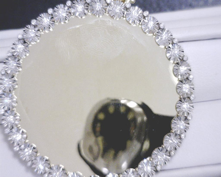 1.69 Ct. Diamond 10 Kt Gold (Yellow). Customizable Picture Pendant with Diamond Bezel Pendant. (Unisex).
