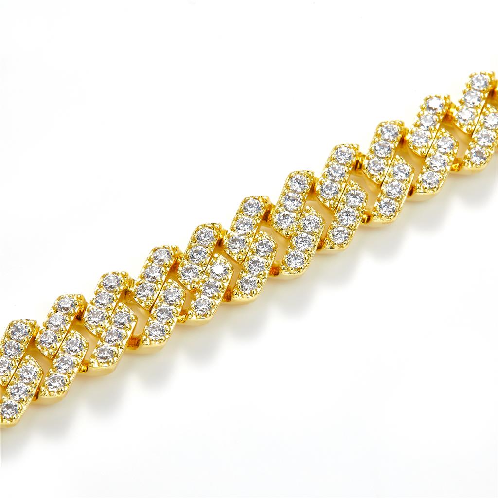 4.9 Ct. Diamond 10 Kt Gold (Yellow). Solid Square Cuban Link Bracelet. (Unisex). 8 in Long. 8 mm Wide