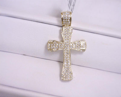 0.42 Ct. Diamond 14 Kt Gold (Yellow). Cross Pendant. (Unisex).