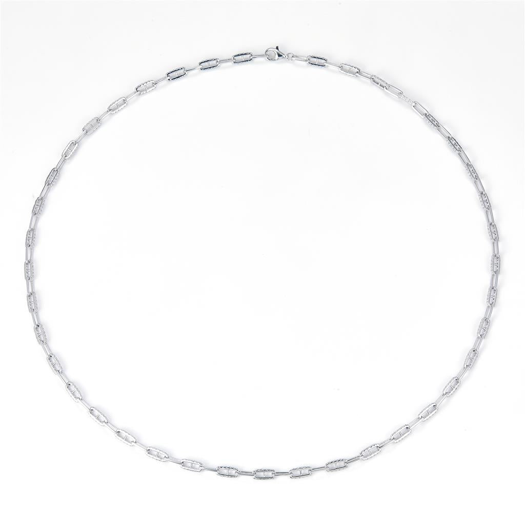 2.4 Ct. Moissanite Sterling Silver (White). Paper Clip-Link Chain Chain. (Unisex). 18.5 in Long. 3.5 mm Wide