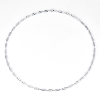 2.4 Ct. Moissanite Sterling Silver (White). Paper Clip-Link Chain Chain. (Unisex). 18.5 in Long. 3.5 mm Wide