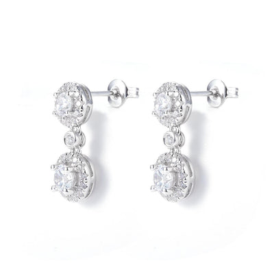 1.44 Ct. Moissanite Sterling Silver (White). Dangle Earrings. (Women).